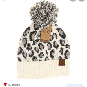 NEW WITH TAGS C.C. LEOPARD BOUCLE BEANIE W/ POM